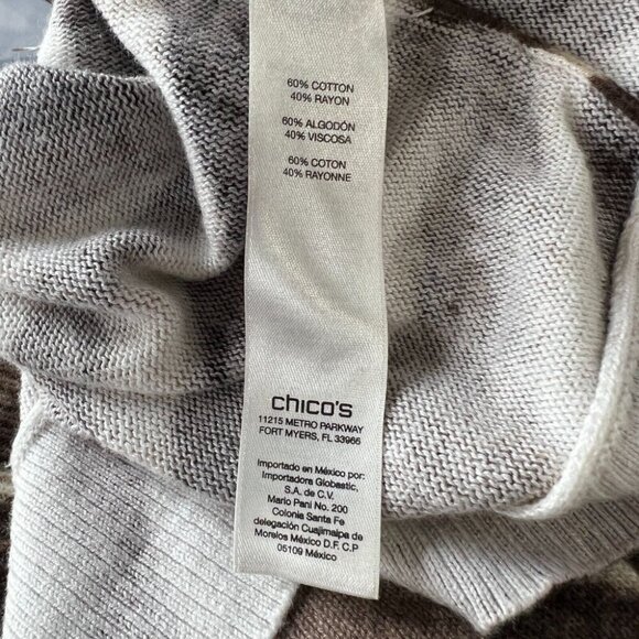 Chicos Sweater Womens L Large Zebra Print 3/4 Sleeves Knit Top V-Neck - Picture 6 of 8